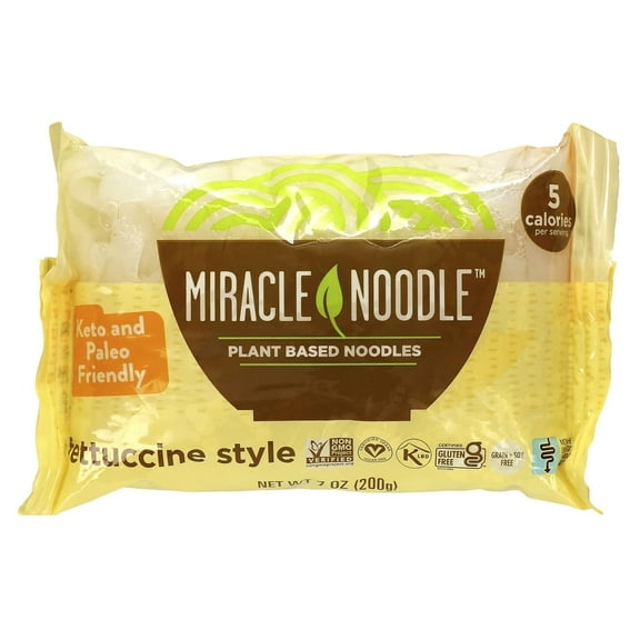 Miracle Noodle Plant-Based Noodles Fettuccine Style Gluten Free -- 7 oz Pack of 4