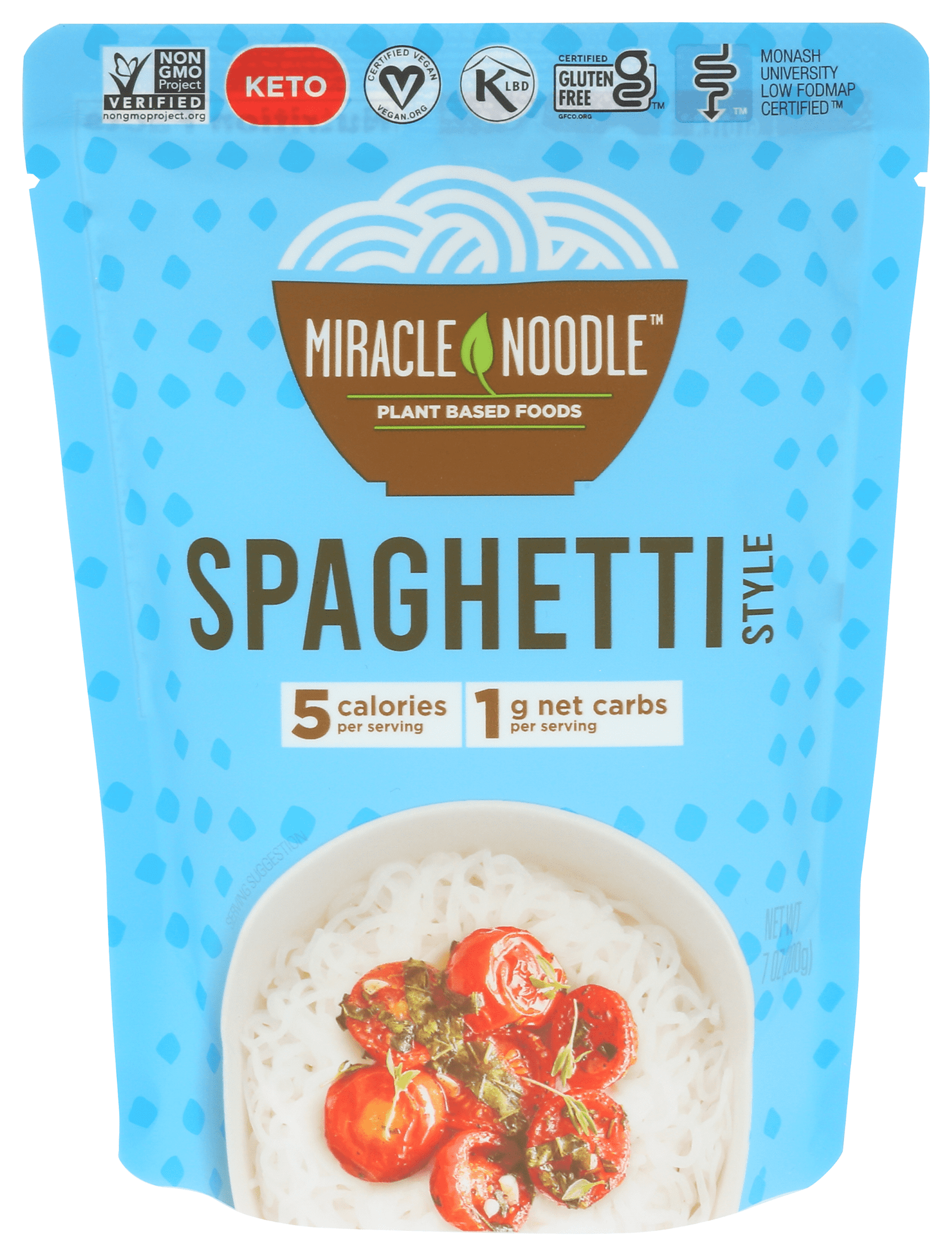 Miracle Noodle Spaghetti, Ready-to-Eat, Konjac Noodles, 7 oz Pack, Naturally Low Carb, Gluten Free, Free from Allergens