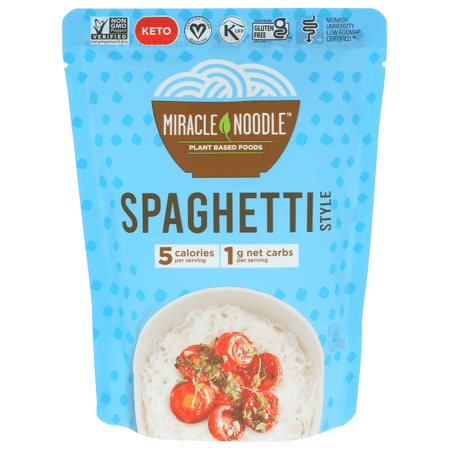Miracle Noodle Spaghetti, Ready-to-Eat, Konjac Noodles, 7 oz Pack, Naturally Low Carb, Gluten Free, Free from Allergens
