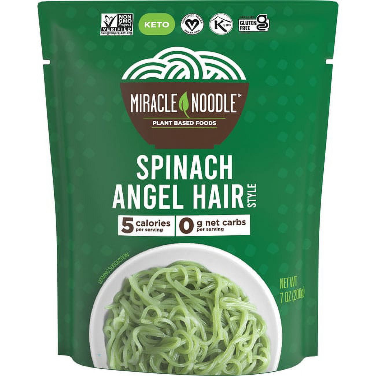 Miracle Noodle Spinach Angel Hair Style 7 oz Pkg