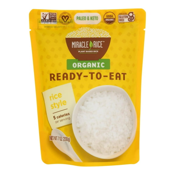Miracle NoodlePLXH Konjac Rice, Shirataki Rice, Ready To Eat Rice - Keto Friendly, Vegan, Gluten Free, Low Carb, Low Calorie, Soy Free, Ready Rice, Miracle Rice - 7 Ounce (Pack Of 6)