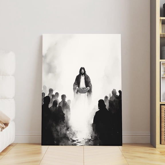Miracle Of Loaves And Fishes Jesus Feeds The 5000 Christian Art Print Biblical Decor Inspirational Wall Art Prayer Room Unframed Paper Print