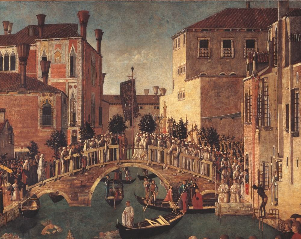 Miracle Of The Relic Of The Cross On San Lorenzo Bridge Canvas Art - (24 x 18)