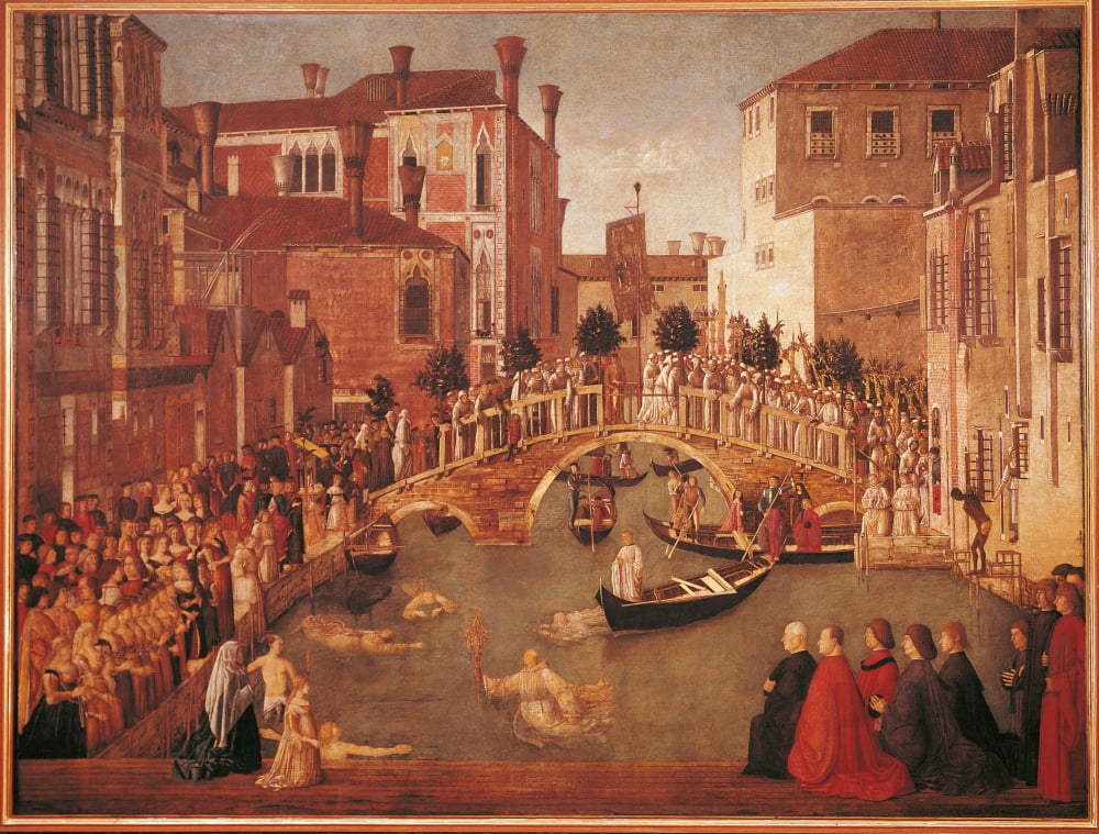 Miracle Of The Relic Of The Cross On San Lorenzo Bridge Canvas Art - (24 x 18)