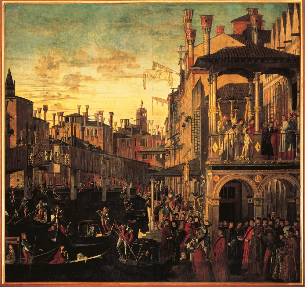 Miracle Of The Relic Of The True Cross At The Rialto Bridge Or The Healing Of The Possessed Man Canvas Art - (24 x 18)