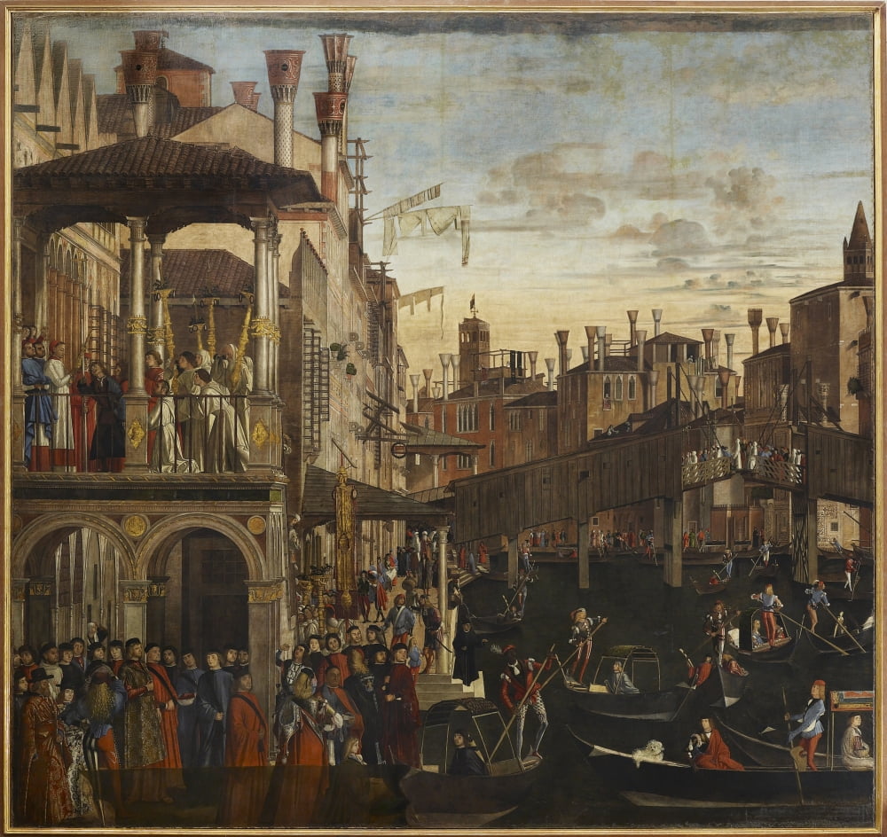 Miracle Of The Relic Of The True Cross At The Rialto Bridge Or The Healing Of The Possessed Man Canvas Art - (36 x 24)