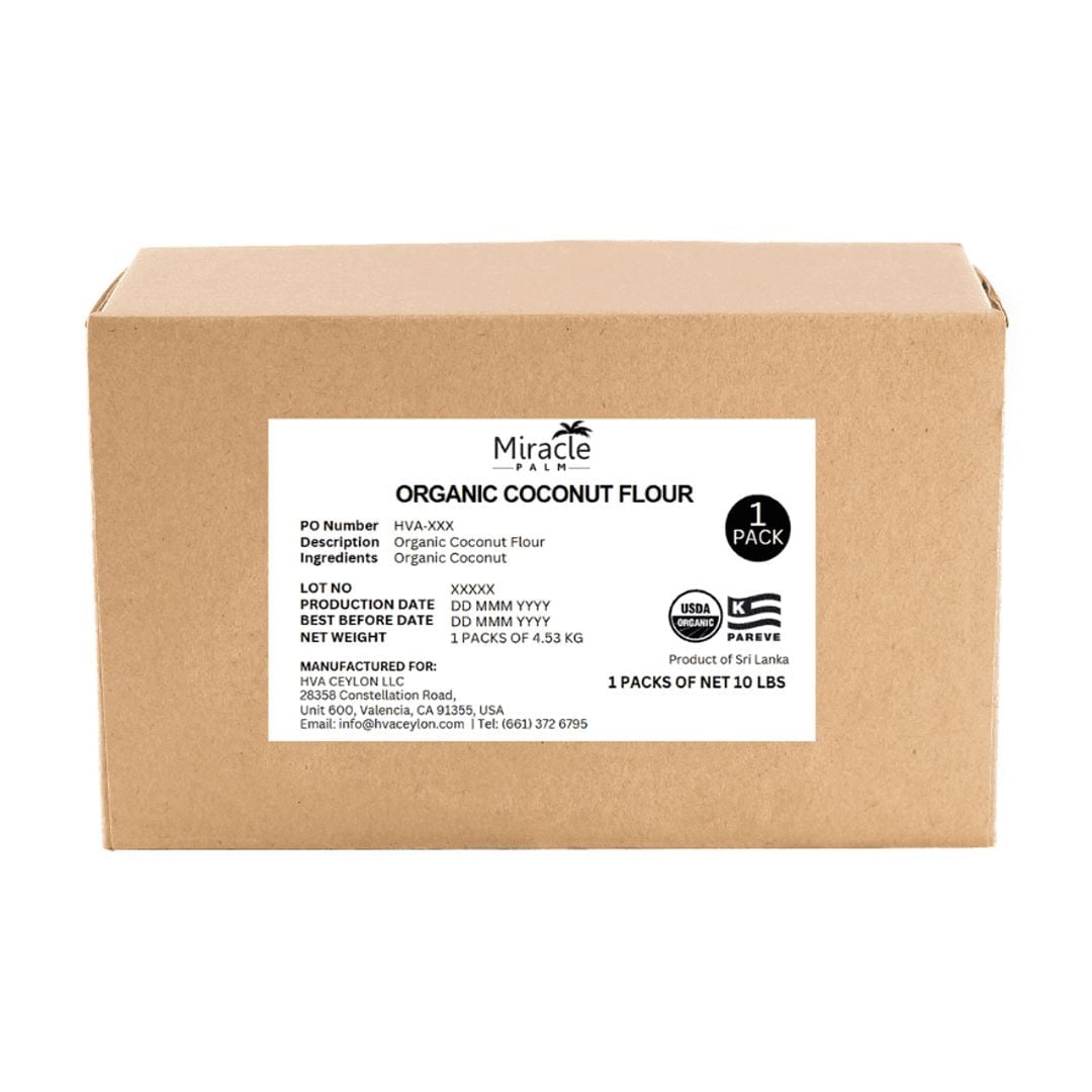 Miracle Palm Organic Coconut Flour - Gluten Free Flour Substitute for Vegan Baking, Low Fat and Good Source of Fiber Coconut Baking Flour, Non-GMO, Unbleached and Unrefined, USDA Organic -10 lbs Box