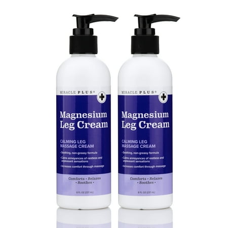 Miracle Plus Magnesium Leg Cream, Two Pack, 8 oz