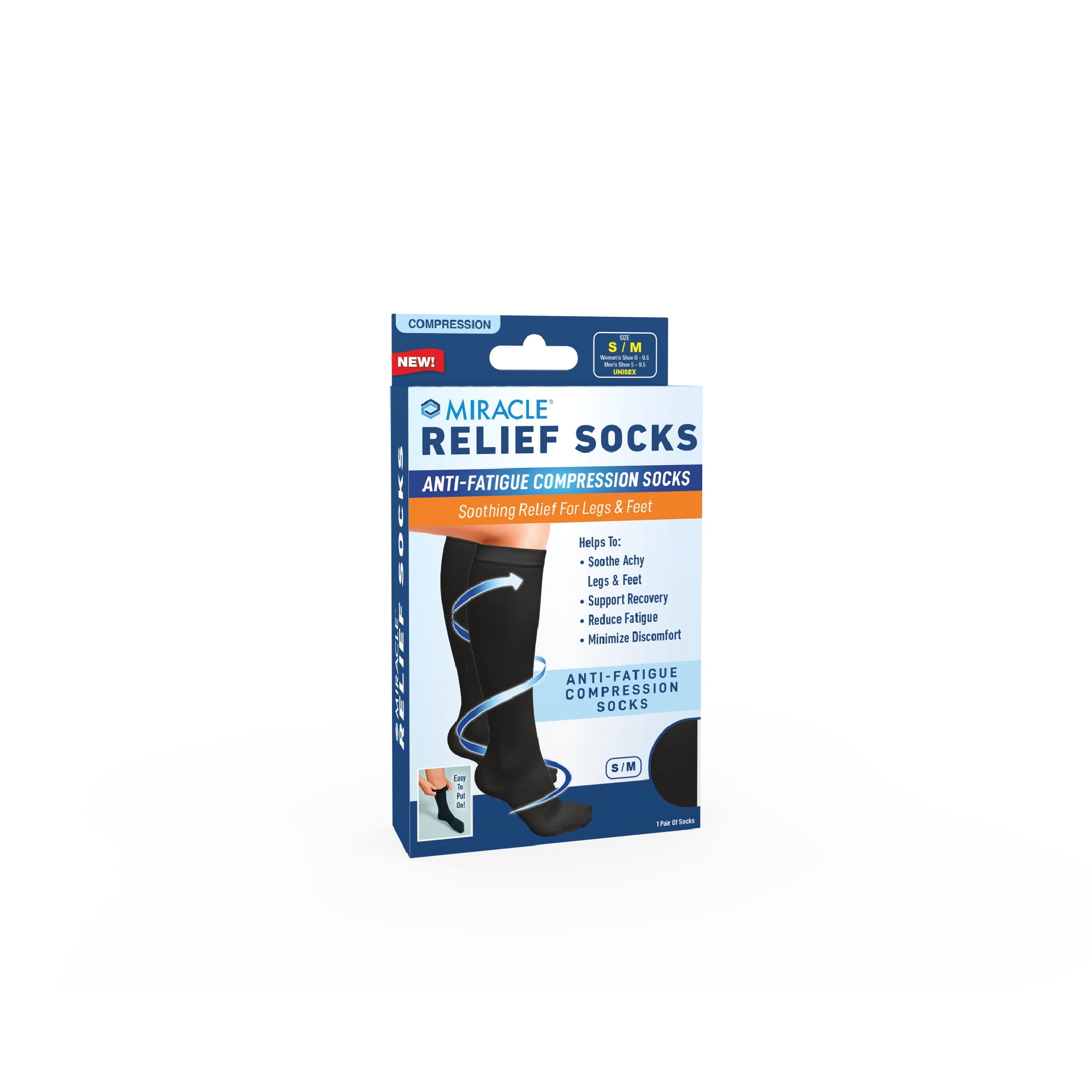 Sm Compression Miracle Relief Anti-Fatigue Compression Socks Sm/Med - Walmart.com