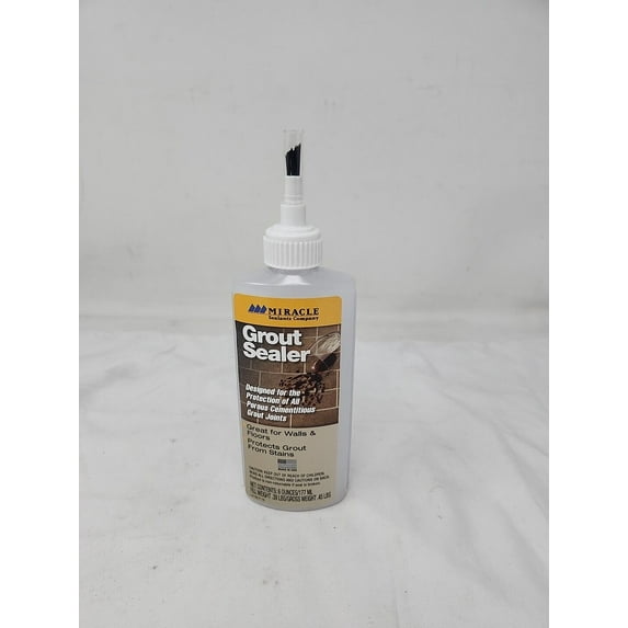 Miracle Sealants Grout Sealer 6oz with Brush Tip Applicator - Tile Joint Protector, Clear, Stain Resistant, Made in USA