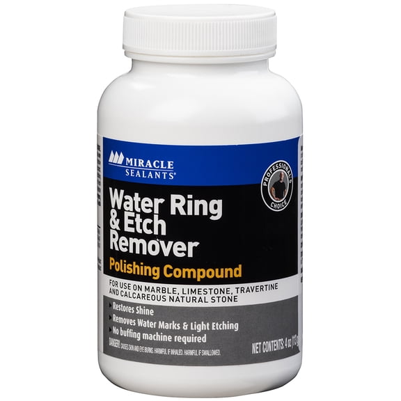 Miracle Sealants WATRINEREM12 Water Ring & Etch Remover Polishing Compound, 4oz, Clear