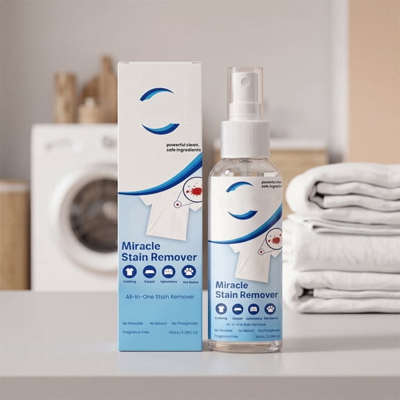 Miracle Stain Remover Spray,All In One Gentle No Rinse Cleaner for Clothing Carpet Upholstery and Pet Stains with Safe Fragrance Free Formula