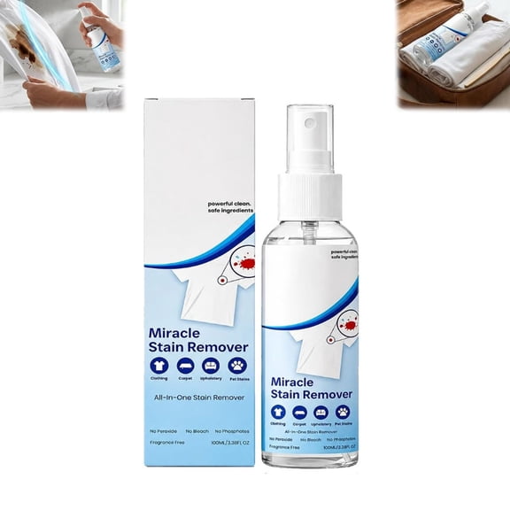 Miracle Stain Remover Spray, All-In-One Household Stain Solution , Clothes Stain Remover, Household Use, All-In-One, Multi-Surface, Removes Coffee, Wine, Grease, Pet Stains from Clothes