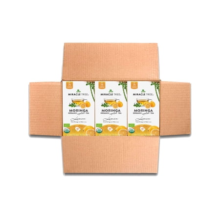 Miracle Tree Organic Moringa Tea Bags, Lemon Flavor, 25 Count