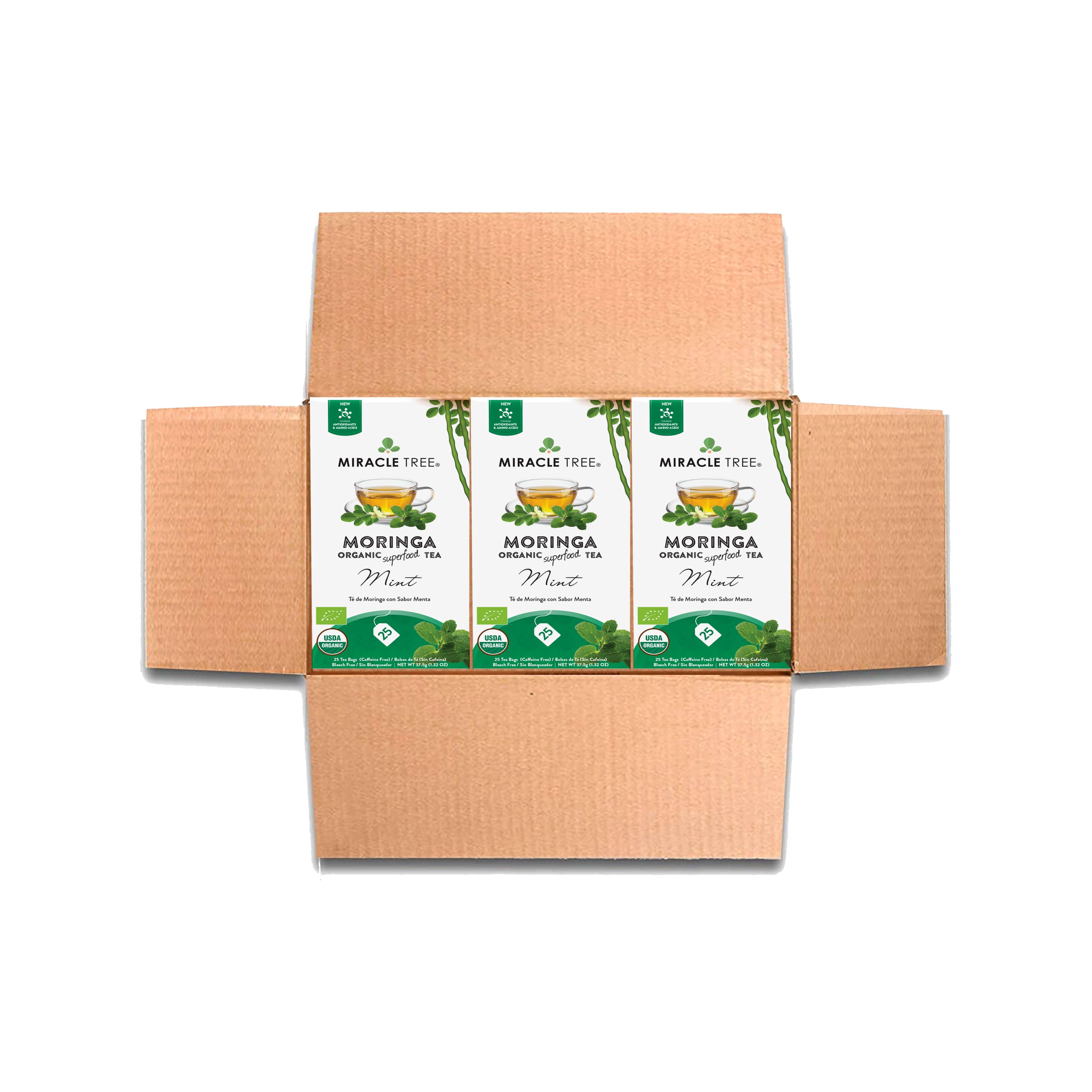 Mircale Tree Tea Miracle Tree Natural Organic Moringa Mint Tea, 3 Count, 25 Enveloped ...