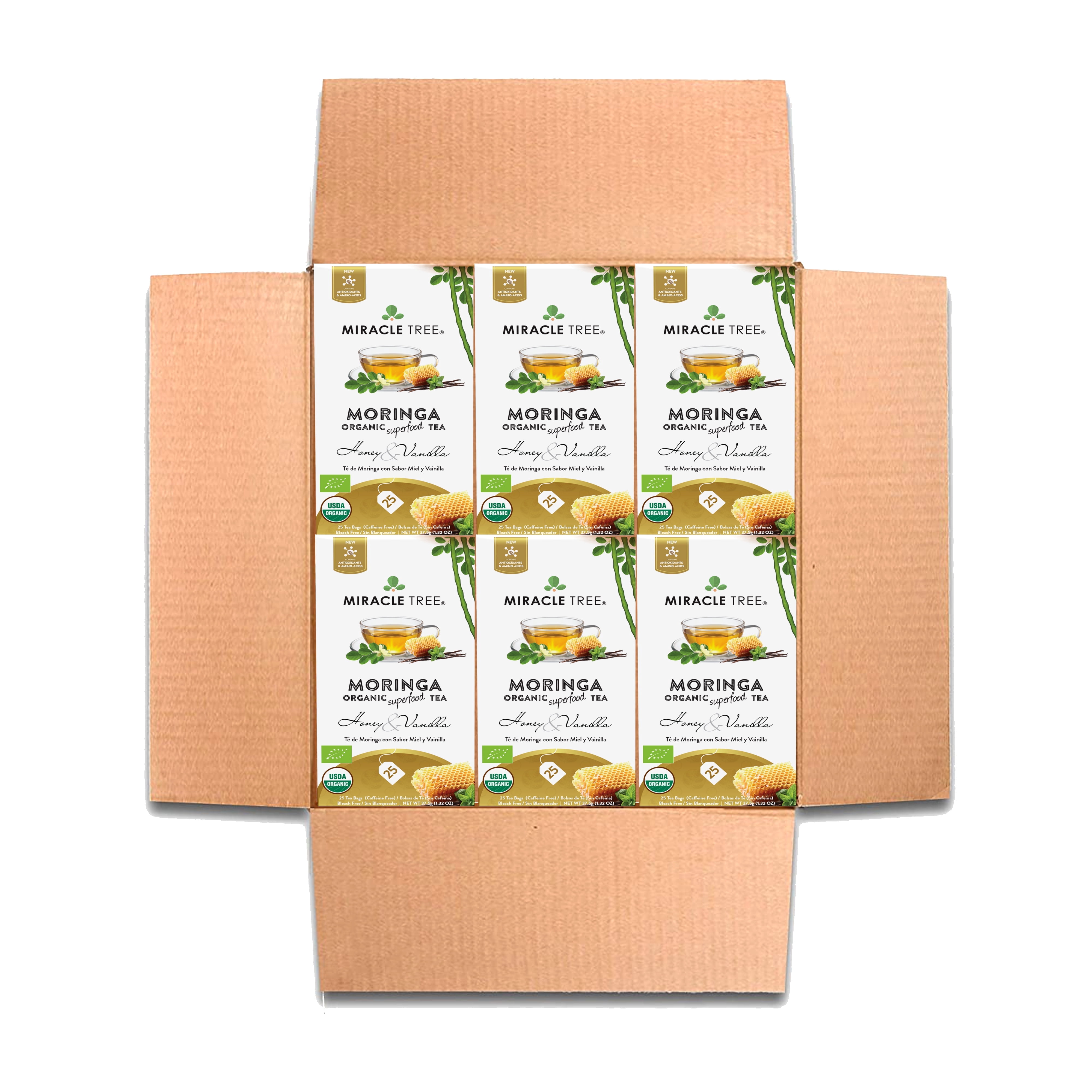 Mircale Tree Tea Miracle Tree Organic Moringa Tea, Honey & Vanilla, 25 Enveloped Tea ...
