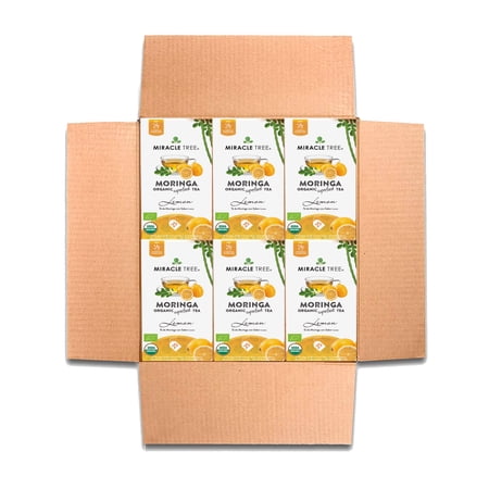 Miracle Tree Organic Moringa Superfood Herbal Tea Bags, Lemon, 25 Count