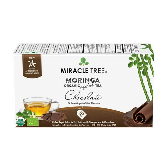 Miracle Tree – Organic Moringa Tea, 25 Enveloped Tea Bags, Chocolate