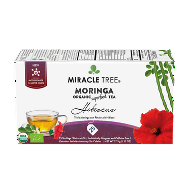 Miracle Tree – Organic Moringa Tea, 25 Enveloped Tea Bags, Hibiscus