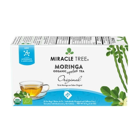 Miracle Tree – Organic Moringa Tea, 25 Enveloped Tea Bags, Original