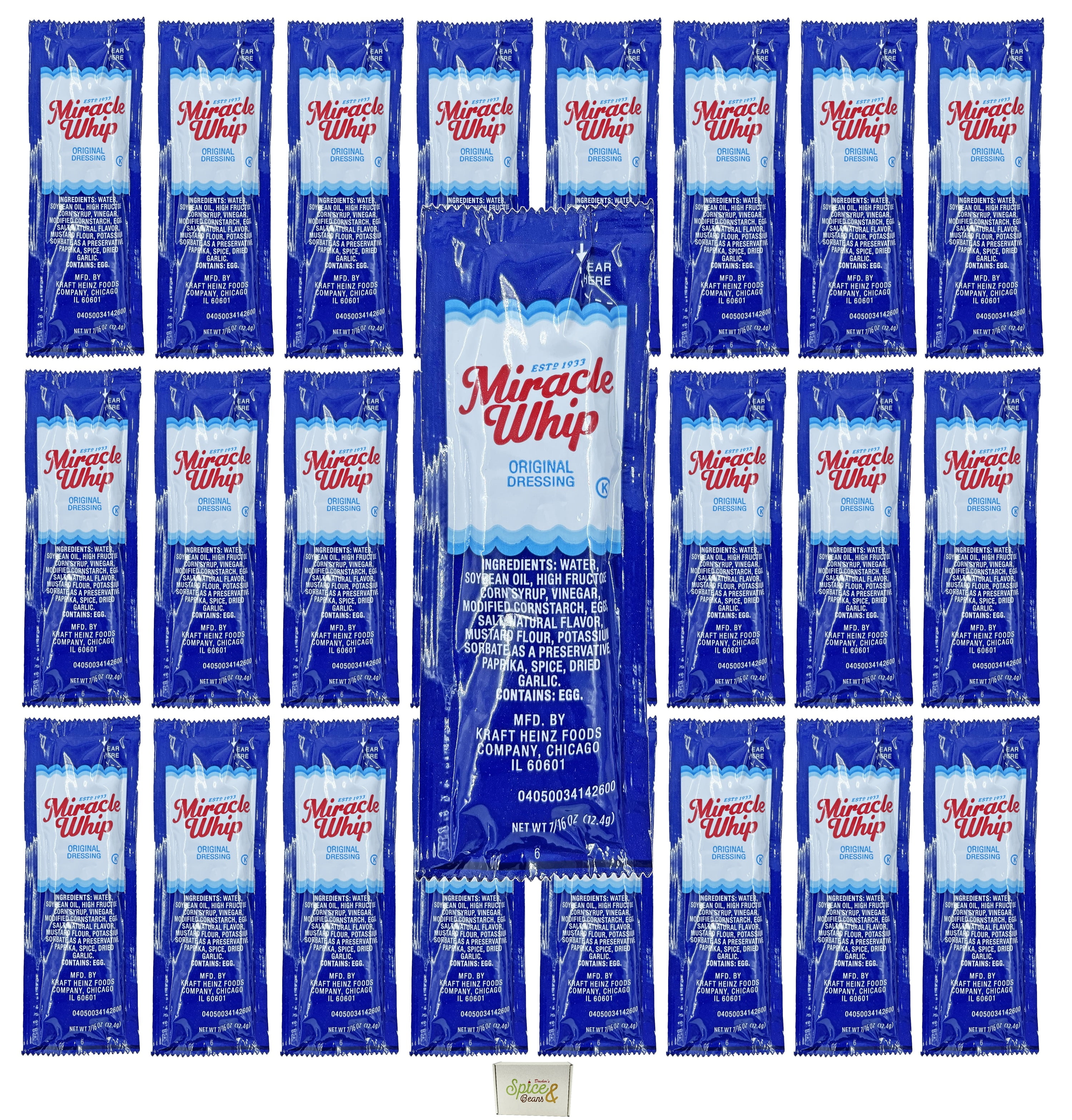 Miracle Whip Mayonnaise Dressing 12.4 Gram Portion Packet | 25 Count