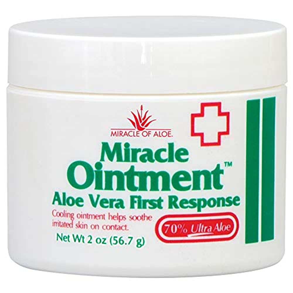 Miracle of Aloe Miracle Ointment Aloe Vera First Response Cream with 70%  UltraAloe Pure Aloe Vera Gel (2 oz jar)