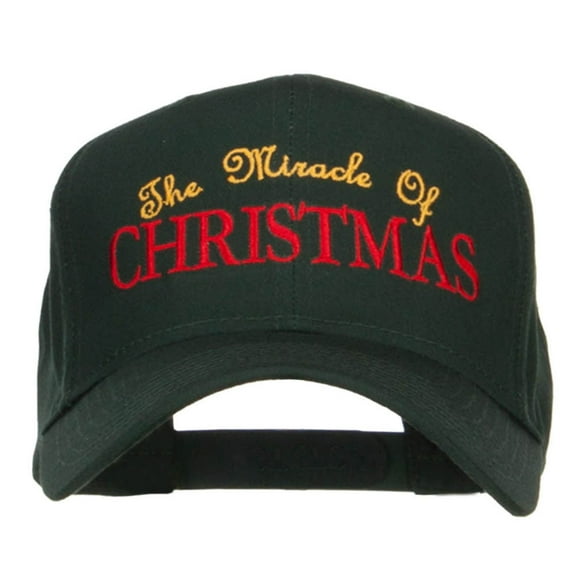 Miracle of Christmas Embroidered Cap - Dk Green OSFM