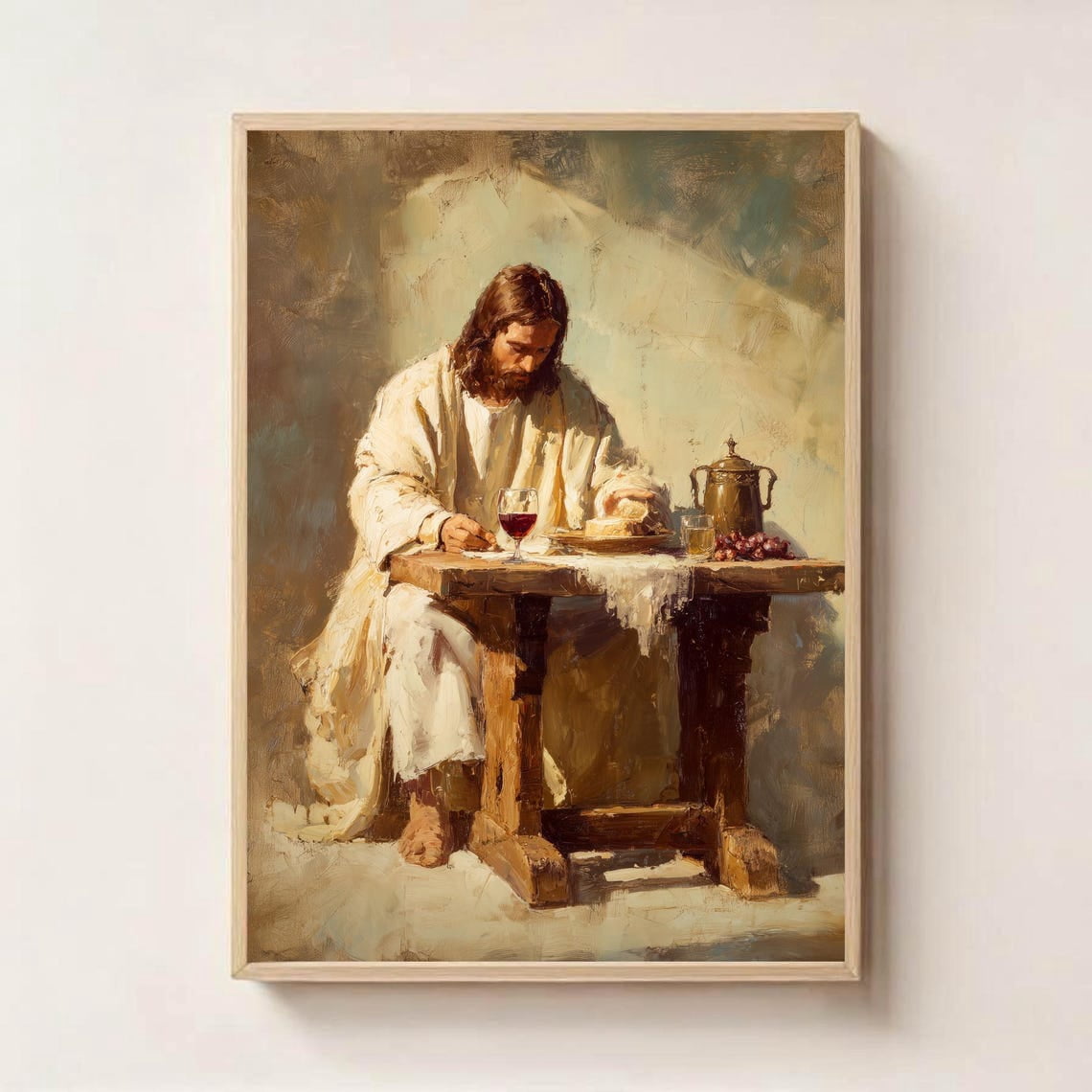 Miracle of Provision Jesus Blessing Bread Fish and Wine Art Wall Art ...