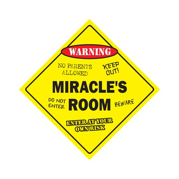 Miracle's Room Sign Crossing Zone Xing | Indoor/Outdoor | 12" Tall kids bedroom decor door children's name boy girl