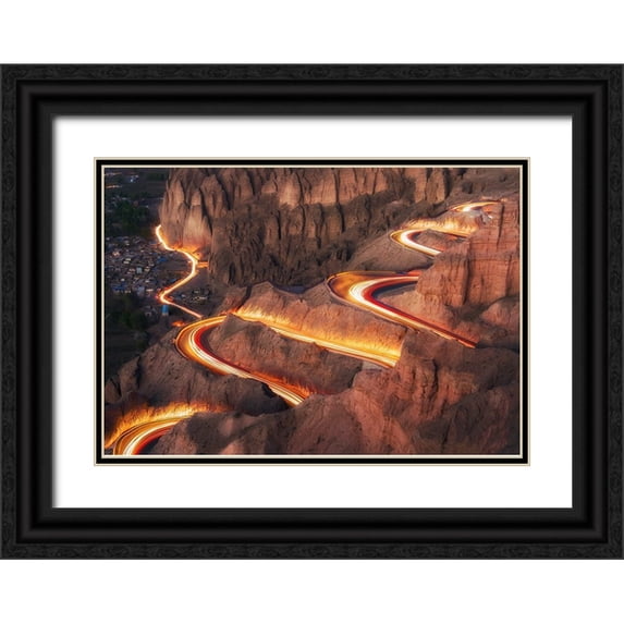 MiracleGuo 14x11 Black Ornate Wood Framed with Double Matting Museum Art Print Titled - Yellow River Stone National Park
