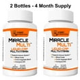 thumbnail image 1 of MiracleMulti Liquid Multivitamin & Mineral Softgel Capsules for Men & Women - Whole Food Blend Daily Vitamin with CoQ10, B12, Enzyme Blend - 2 Pack - 120 Servings, 1 of 9