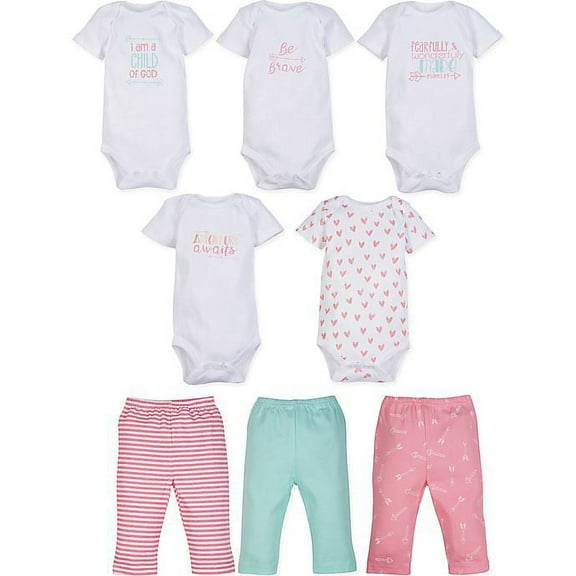 MiracleWear Cute Kid’s Outfits Bodysuit Rompers & Pants (8 Pcs) Baby Toddler Clothing Sets (0-3 Month Size)
