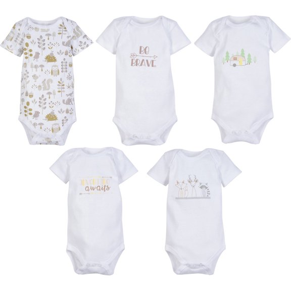 MiracleWear Cute Kids Bodysuit Outfits (5-Pack) Baby Boy & Neutral Unisex Daywear Print Clothing Sets (Boys 3-6 months)