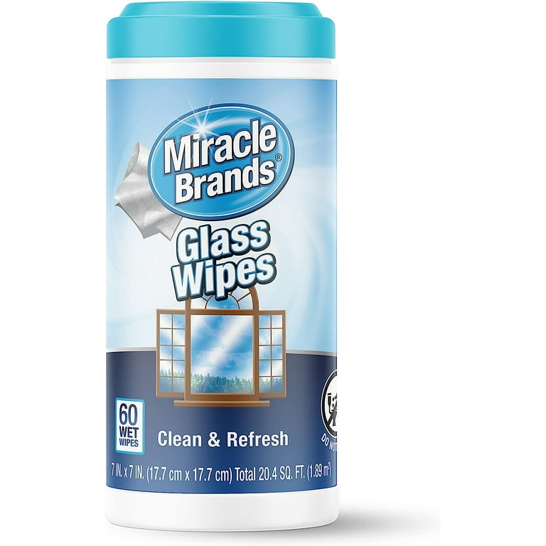 MiracleWipes for Glass, Disposable and Streak Free Cleaning Wipes for  Mirrors, Windows, Kitchen, Home, and Auto - 60 Count