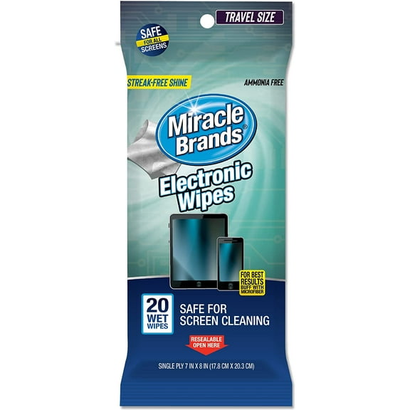 MiracleWipes for Electronics - Screen Wipes Designed for TV, Phones, Monitors and More - 20 Count