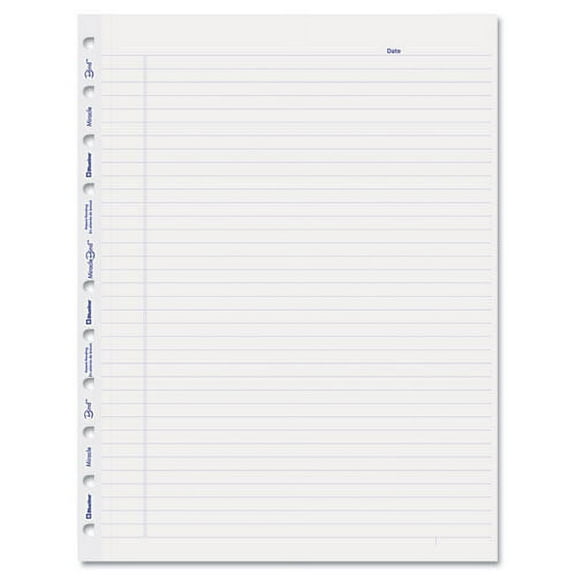 Miraclebind Ruled Paper Refill Sheets For All Miraclebind Notebooks And Planners, 11 X 9.06, White/blue Sheets, Undated | Bundle of 10 Packs