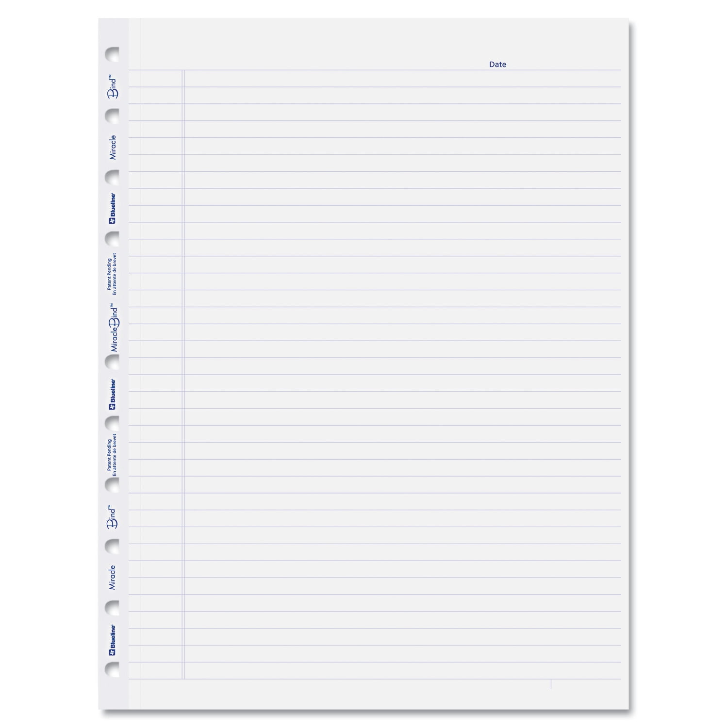 MiracleBind Ruled Paper Refill Sheets for all MiracleBind Notebooks and Planners, 11 x 9.06, White/Blue Sheets, Undated