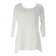 MIRACLEBODY by Miraclesuit Women's Mix Media Eyelet Scoop Neck Top Sz Large Ivory