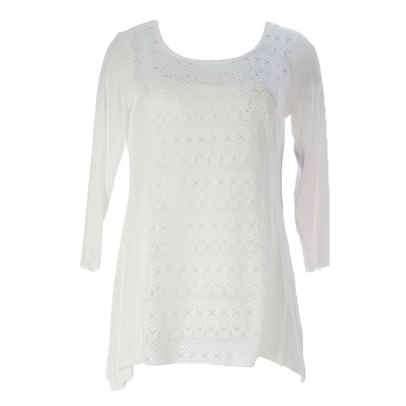Miraclebody by Miraclesuit Women's Mix Media Eyelet Scoop Neck Top Sz Large Ivory