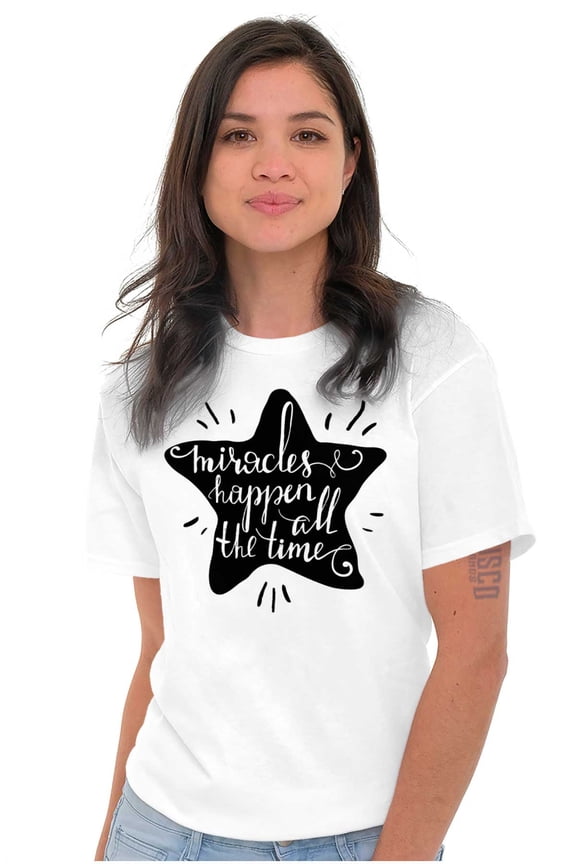 Miracles Happen All Time Inspiring Women's Plus Size Graphic Tee Brisco Brands 3X