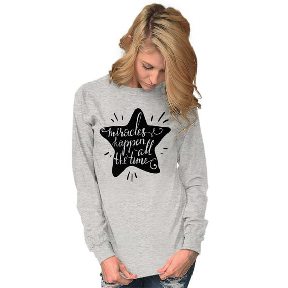 Miracles Happen All Time Inspiring Women's Long Sleeve T Shirt Brisco Brands X