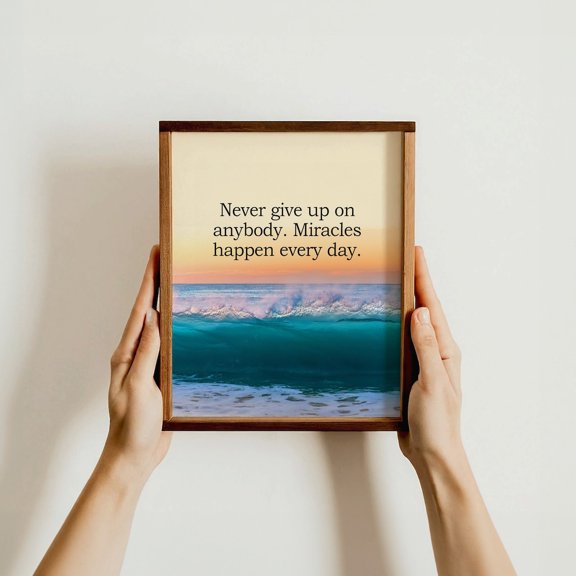 Miracles Happen Every Day Inspirational Quote Motivational Ocean Affirmation, Unframed Paper Poster 8x10in