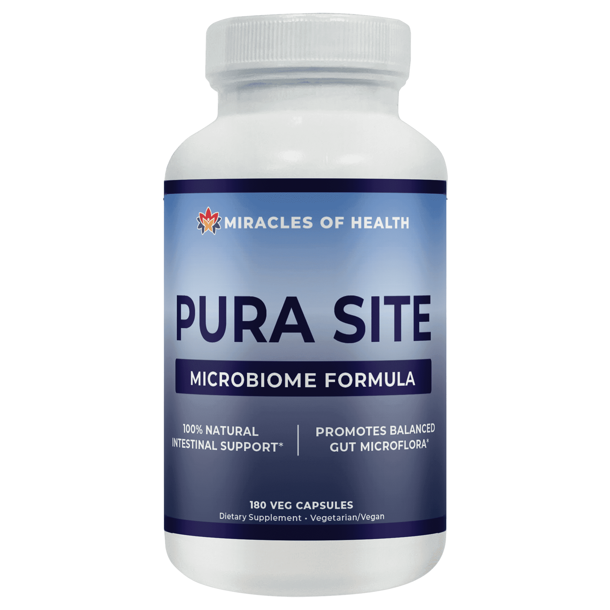 Miracles of Health Pura Site | Intestinal Health Formula - 180 Capsules | Diatomaceous Earth, Black Walnut Hull, Wormwood, Clove, Ginger, Turmeric and More - Natural Herbal Supplement