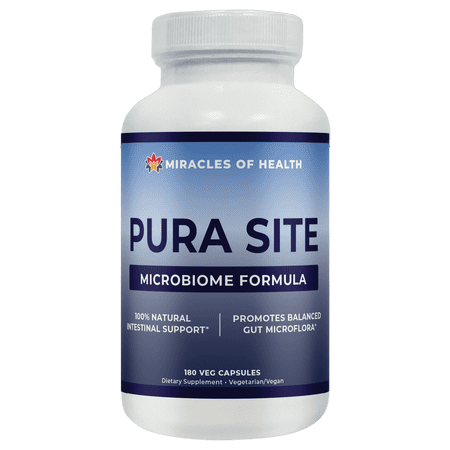 Miracles of Health Pura Site | Intestinal Health Formula - 180 Capsules | Diatomaceous Earth, Black Walnut Hull, Wormwood, Clove, Ginger, Turmeric and More - Natural Herbal Supplement