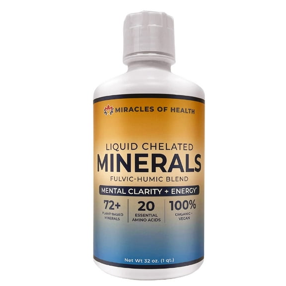 Miracles of Health Liquid Chelated Minerals | 72 Major and Minor Trace Minerals with Essential Amino Acids | Fast absorption plant-based