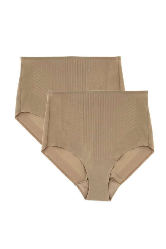 2-Pack Light Tummy Control Shaping Briefs - 2532P (Stucco/Stucco, XL)