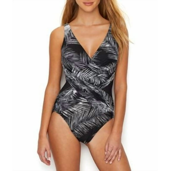 Miraclesuit Women's Night Flight Crossover Wireless One Piece Swimsuit 6518389 16 Black/White