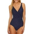thumbnail image 1 of Miraclesuit Women's Swimwear Pin Point Oceanus Tummy Control V-Neckline One Piece Swimsuit, Midnight, 12, 1 of 2