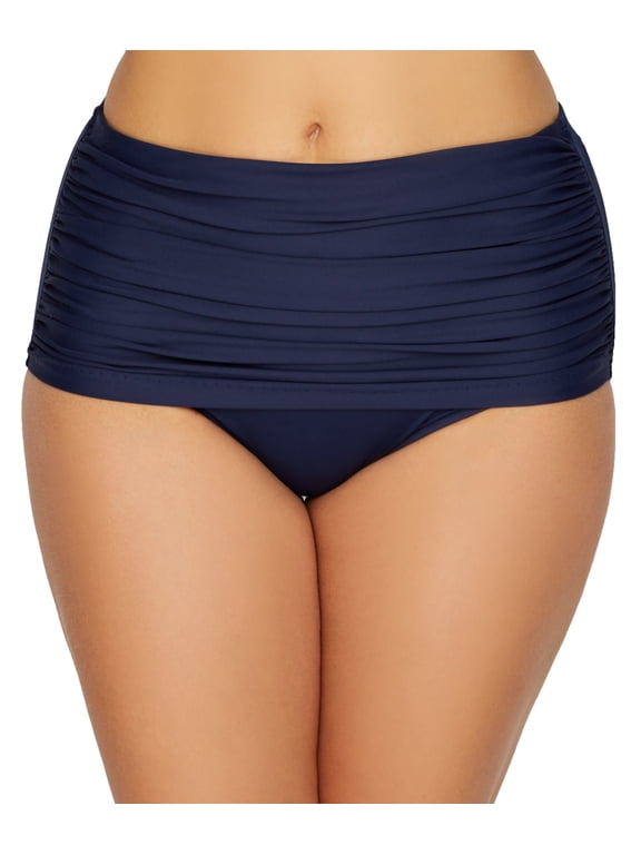 Women's Swimwear Solid Norma Jean Retro Style Tummy Control Bathing Suit Bottom, Midnight, 16