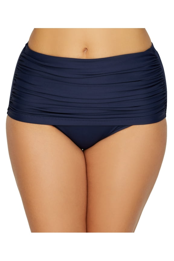 Women's Swimwear Solid Norma Jean Retro Style Tummy Control Bathing Suit Bottom, Midnight, 16